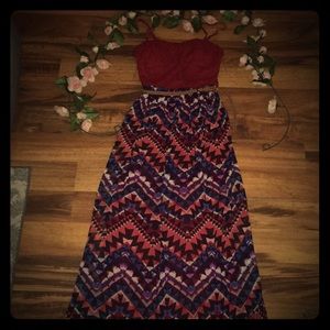 Red tribal long dress